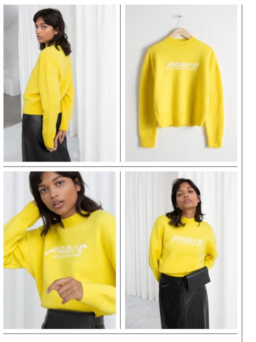 & Other Stories Canary Yellow Wool Blend Cropped Knit Sweater Size XS EUC